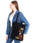 Zoozie Bags Bolso de Mano Tote Negro Algodón 35 x 40 x 8 cm